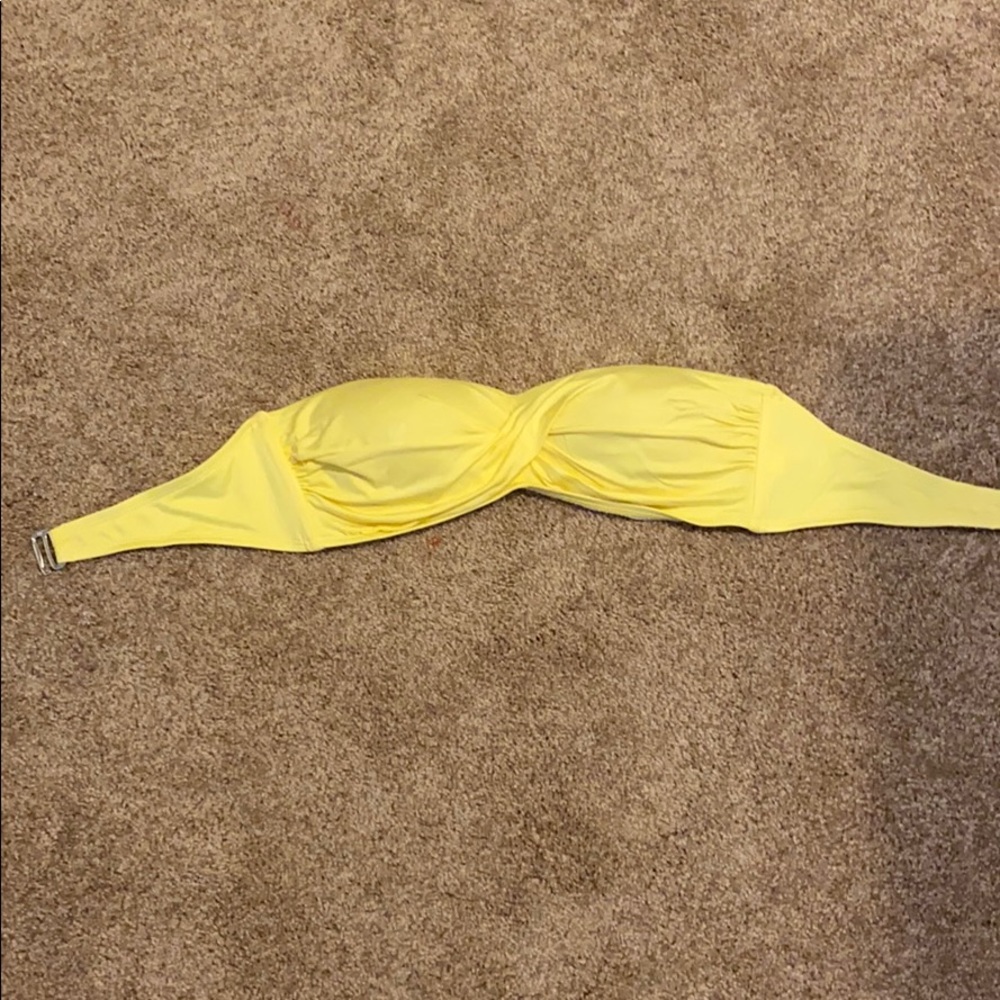 strapless yellow bikini top